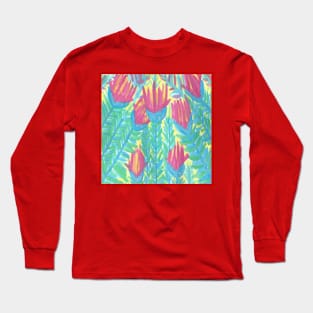 Lotus Watercolor Print Long Sleeve T-Shirt